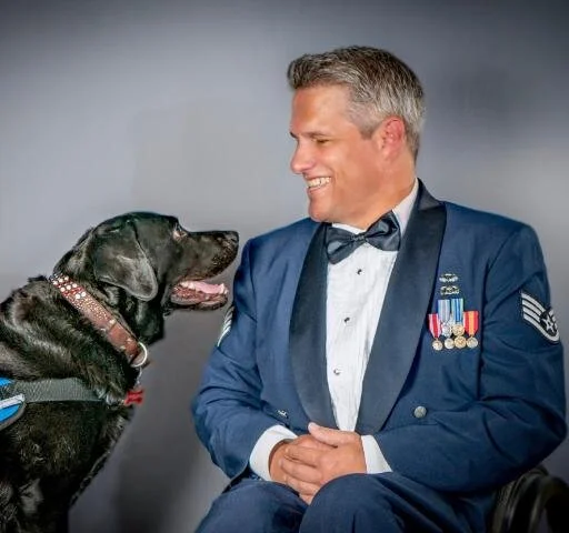 SSgt Jason Morgan and his service dog Rue